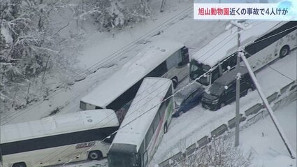 旭川・旭山動物園近く　バスや乗用車など約10台がからむ多重事故